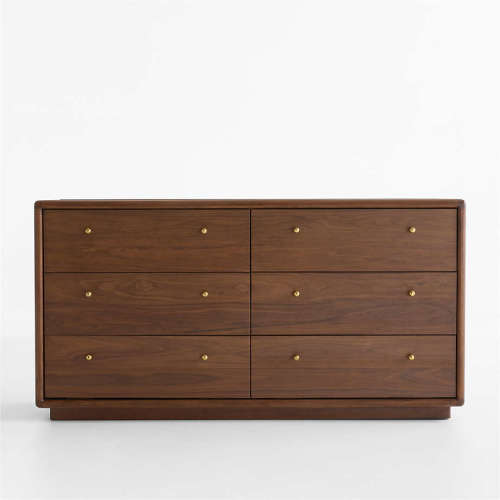 Lafayette 62" Walnut Wood 6-Drawer Dresser