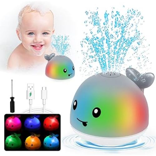 Baby Toddler Infant Bath Toys - Light up Toddla Whale Bath Toy Sprinkler for Kids Age 1-3 2-4 3-5 4-8 Mold Free Bathtub Tub Water Pool Shower Toys for Babies 6-12-18-24 Months Baby 1st Birthday Gifts