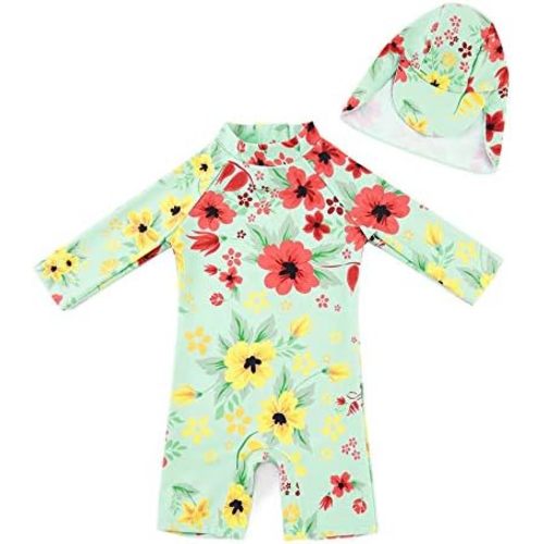 upandfast Baby/Toddler Swimsuit UPF 50+ Sun Protection One Piece Zipper Bathing Suit with Sun Hat Infant Beach Swimwear
