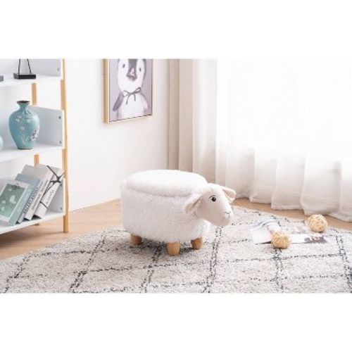 Shiloh the Sheep Storage Ottoman Off-White - Home 2 Office: Kids' Room Furniture, Padded Lift-Top