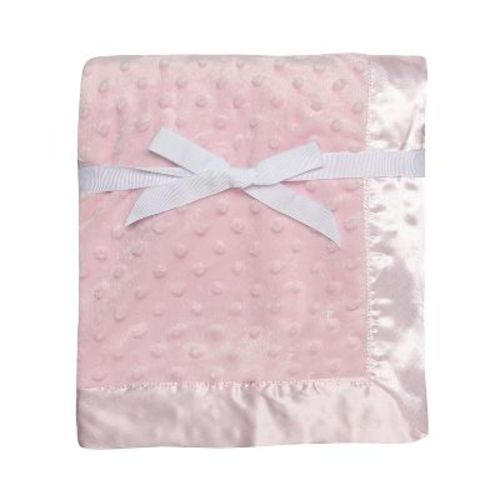 Baby Starters Pink Textured Embossed Dot 2-ply Baby Blanket With Satin Trim