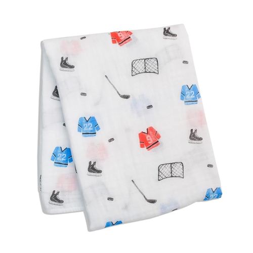 lulujo Baby Swaddle Blanket| Unisex Softest 100% Cotton Muslin Swaddle Blanket| Neutral Receiving Blanket for Girls & Boys | 47in x 47in Hockey