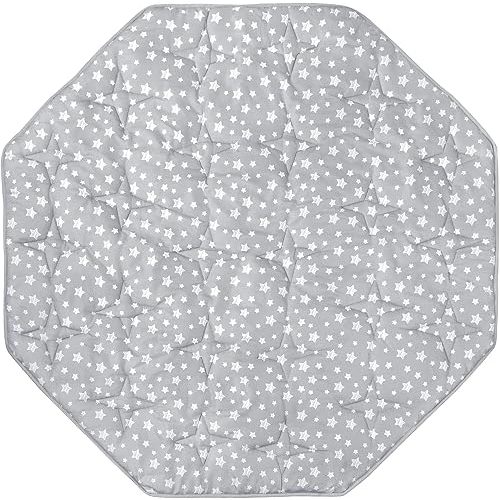 Octagon Playpen Mat Grey, Non Slip 8 Panel Playpen Mattress Mat Fits Regalo Extra Large Play Yard and hiccapop XL 69" Baby Playpen, Grey Star Octagon Playard Pad