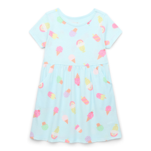 Garanimals Toddler Girl Print Skater Dress with Pockets, Sizes 12M-5T