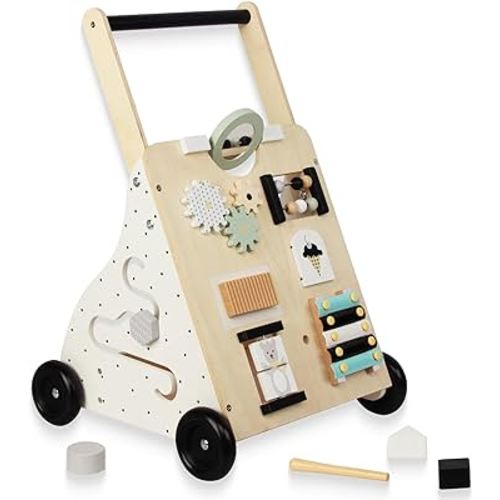 Wooden Baby Push Walker for 1 Year Old Up,9 in 1 Baby Learning Walking Toys with Shape Sorter, Christmas Birthday Gifts for 1 2 3 Year Old Boys Girls Toddlers