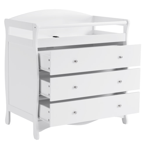 EasingRoom 3 Drawers Kids Changing Table Dresser, Wood Nursery Dresser with Changing Table Top Kid Dresser Organizer, White