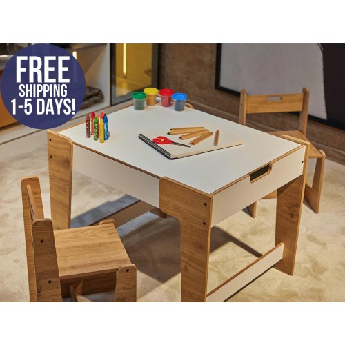 Anka Montessori Play Table Chair Set | Activity Table with Toy Storage | Preschool Playroom Table and Chair | Writable Nursery Table Set