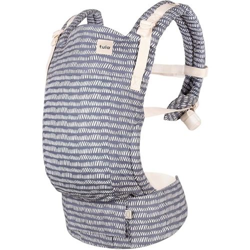 Baby Tula Breathable Mesh Explore Panel Free-to-Grow Baby Carrier - Adjustable, Newborn to Toddler Carrier - Ergonomic Fit for 7lbs to 45lbs - 3 Position Carrying Options - Beyond (Steel Blue/Dash)