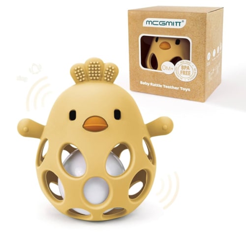 MCGMITT Baby Teething Toys for 3-6 Months, Easy Grasp Silicone Infant Rattle Teether Toy for 0-12 Months, BPA-Free Food Grade Baby Montessori Sensory Toys, Soft Infant Chew Toys for Teething Relief