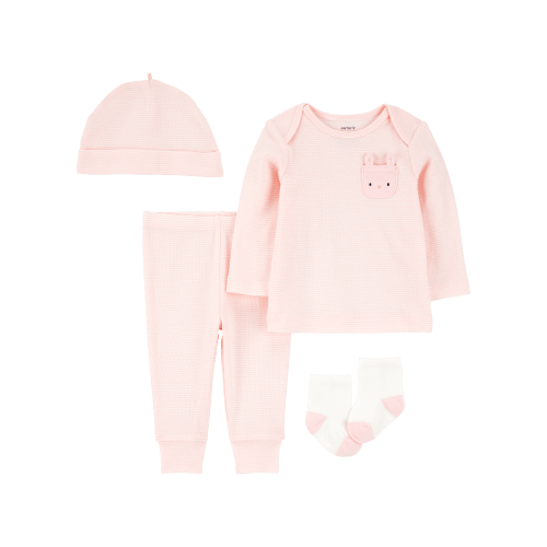 Baby 4-Piece Bunny Outfit Set - Pink/White