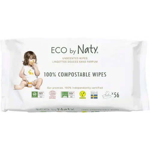 Eco by Naty Unscented Baby Wipes - 100% Compostable and Plant-Based Wipes, Good for Babies and Newborn Sensitive Skin (672 Count)