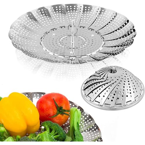 Vegetable Steamer Basket, Premium Stainless Steel Veggie Steamer Basket - Folding Expandable Steamers to Fits Various Size Pot Small by SAYFINE (5.5" to 9.2")