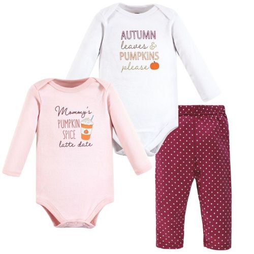 Hudson Baby Infant Girl Cotton Bodysuit and Pant Set, Pumpkin Spice Date, 3-6 Months