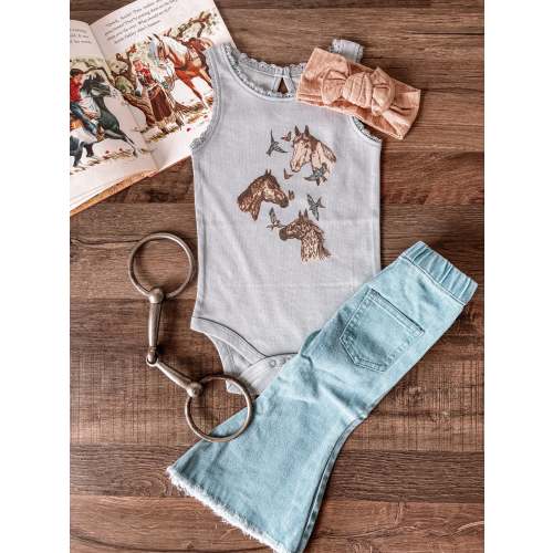 Dreamy Horse Lace Tank (Baby & Toddler) - Mist