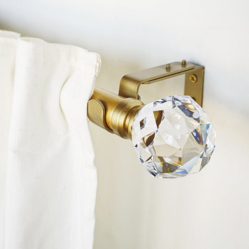 House of Hampton® Harri Bridgon Clear Faceted Single Curtain Rod Set Adjustable 1.125" Dia & Reviews | Wayfair