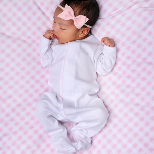 Essentials White with Pink Trim Footie