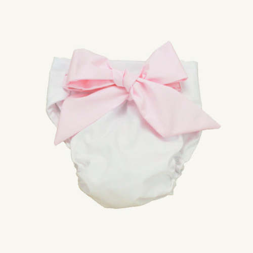 Baby Bow Bottom Bloomer - Worth Avenue White with Palm Beach Pink