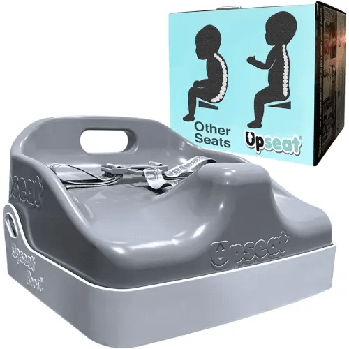 Upseat Boost Ergonomic Toddler Booster Seat for Dining Table, Developed with Physical Therapists to Encourage Posture, 3-Point Harness, Easy to Wipe Clean, and Lightweight Gray