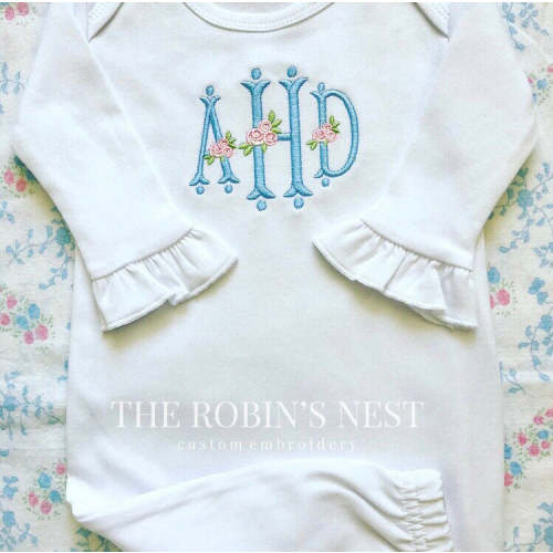 Ruffle Gown with Monogram