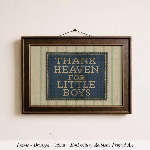 Thank Heaven For Little Boys Print Vintage Nursery Wall Art • 1639S