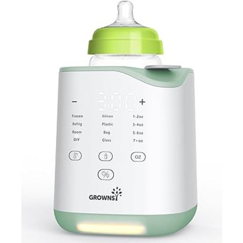 GROWNSY Bottle Warmer, Fast Baby Bottle Warmer for Breastmilk & Formula, LED Display Accurate Temperature Control, with Timer, Defrost, Keep, Night Light, Heat Baby Food for All Bottles (Green)