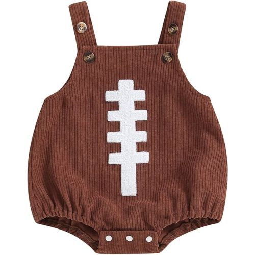 Embroidery Football Sleeveless Overalls Romper - 3-6 mo