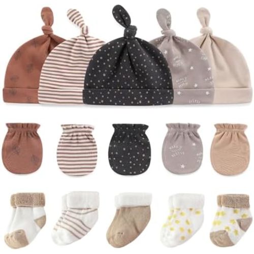 Baby Hats Mittens and Socks Set Cotton Newborn Hat Beanie Soft Infant Girls Boys Caps Gloves 0-6 month