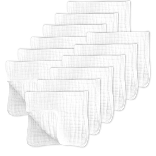 SWEET DOLPHIN 12 Pack Muslin Burp Cloths Large 100% Cotton for Baby - Essentials Extra Absorbent and Soft Boys & Girls Milk Spit Up Rags Newborn Registry White, 20/'' X10/'' (SD-BURP-12P-White) : Amazon.com.au: Baby