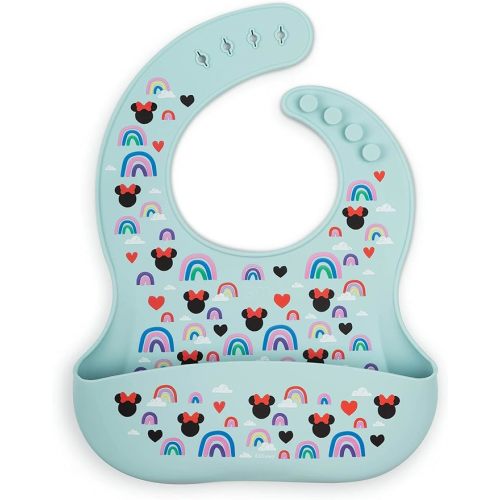 Simple Modern Disney Silicone Bib for Babies, Toddlers | Lightweight Baby Bibs for Eating with Food Catcher Pocket | Soft Silicone with Adjustable Fit | Bennett Collection | Minnie Mouse Rainbow - Silicone Baby Bib - - Disney: Minnie Mouse Rainbows