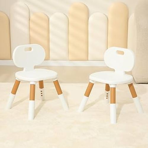 3 Level Height Adjustable Kids Chairs Plastic Preschool Chair Durable and Lightweight Child Chair with a Maximum Load Capacity of 220 pounds Suitable for Day Care, Classroom, and Home (2-Pack Beige)