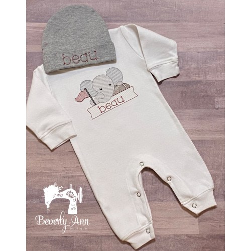 Elephant Boys Outfit 0-3mo
