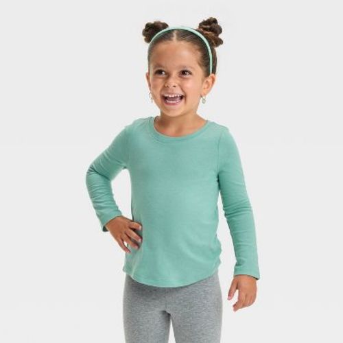 Toddler Girls' Long Sleeve Solid T-Shirt - Cat & Jack™, Color: Dark Olive Green, Size: 3T