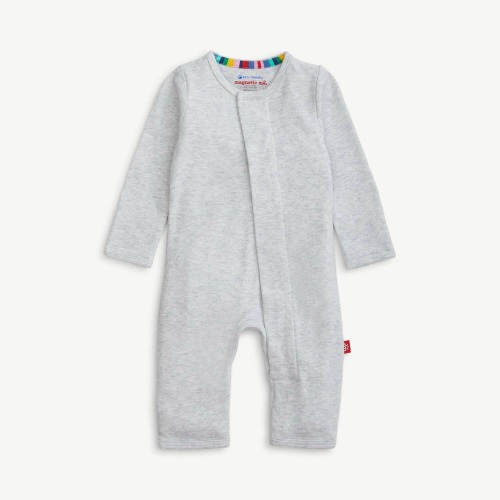 light gray melange organic cotton magnetic coverall – Magnetic Me