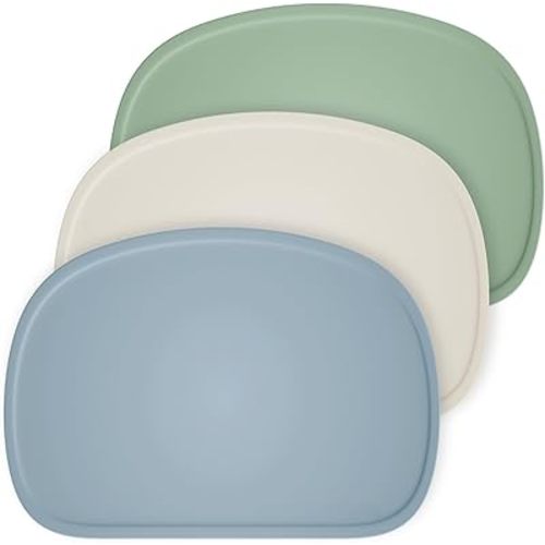 Set of 3 Silicone Placemats with Raised Edges