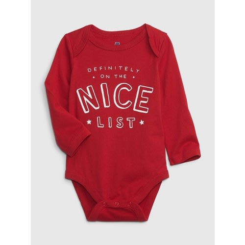 Baby Organic Cotton Mix and Match Holiday Graphic Bodysuit in modern red, size: 3-6 M
