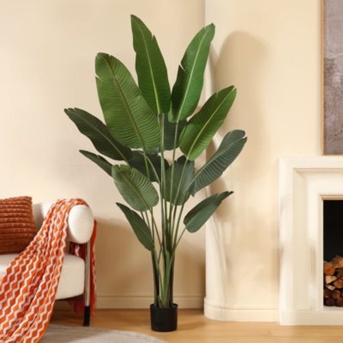 6 Feet Artificial Bird of Paradise Plant Fake Tropical Palm Tree for Indoor Outdoor, Perfect Faux Plants for Home Garden Office Store Decoration