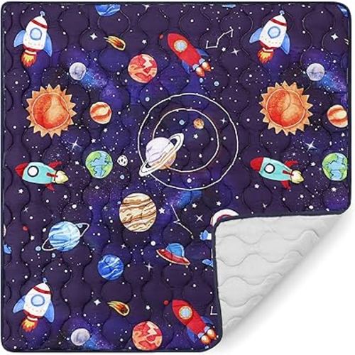 SWESEN Baby Play Mat for Floor, 50x50 Playpen Mat with Anti-Slip Bottom, Soft Thicker Foam Crawling Mat, Space Theme Activity Playmats, Foldable and Machine Washable