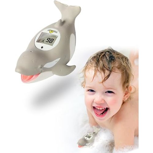 Baby Bath Thermometer for Safty Bath,BPA-Free Digital Bath Thermometer for Baby,Cute Orca Room and Water Temperature Thermometer Baby Toy