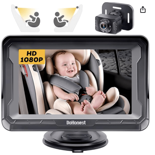 DoHonest Baby Car Camera HD 1080P - Rear-Facing Car Baby Monitor with Night Vision, Adjustable View Angle, Easy Setup, Anti-Glare Display, Safety for Kids & Infants