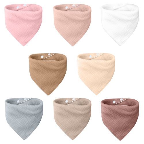 Muslin Baby Bibs for Girls Boys,Muslin Drool Bibs,Soft Cotton Absorbent Bibs for Drooling,Bibs for Baby Boy,Girls Bibs 8 Pack