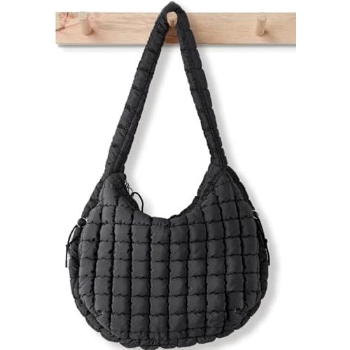Puffer Tote Bag for Women Large Quilted Tote Bag Quilted Carryall Bag Soft Puffy Crossbody Bag Hobo Handbags Puff Purse