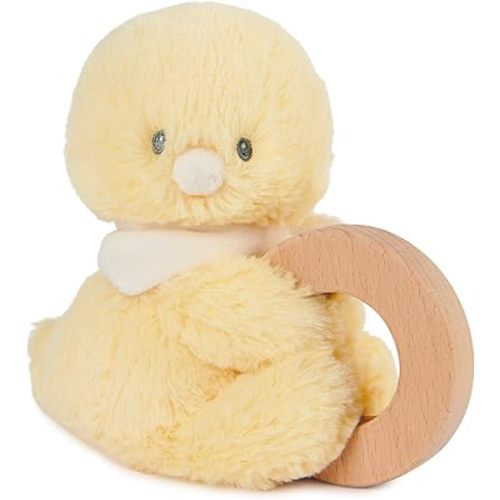 GUND Baby Sustainable Duckling Ring Rattle, Stuffed Animal Plush Made from 100% Recycled Plush Materials, Wooden Rattle for Babies and Newborns, Yellow, 10”