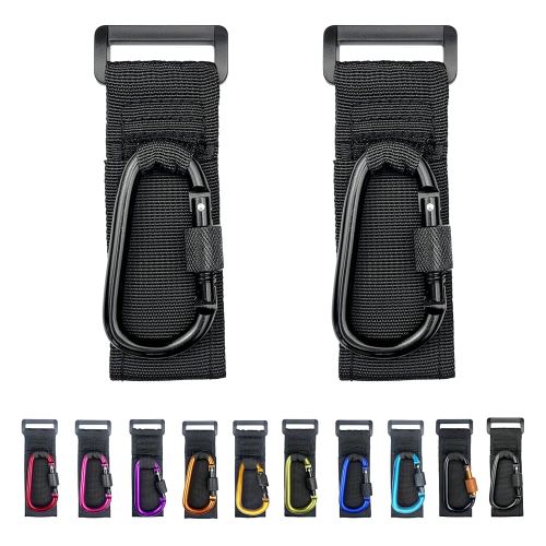 [Upgrade]Baby Stroller Hook with Locking, Carry 30 lbs per Stroller Clip, Baby Stroller Accessories & Car Seat Hook for Hanging Diaper Bag, Golf, Shopping and Pet Cart (2 Pcs + Nylon + Black)