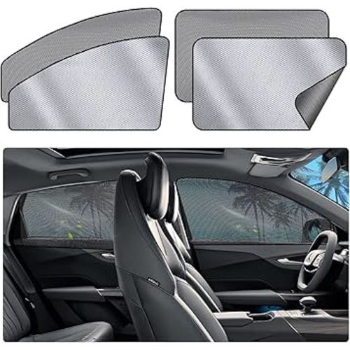ZATOOTO Car Window Shades 4 Pack, Magnetic Car Side Window Sun Shade for Baby Black Silver Reversible Breathable Mesh Car Window Sun Blocker for Privacy and Sun Protection for Camping Travel Nomads