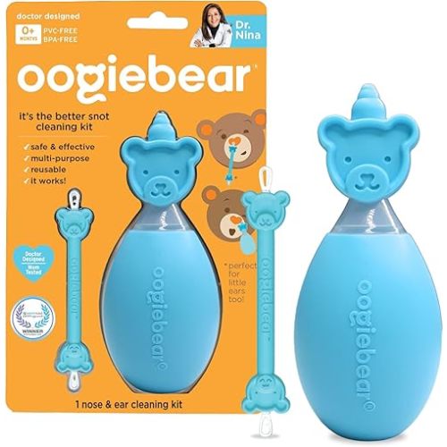 oogiebear BearPair Baby Nose Cleaner & Ear Wax Removal Tool with Nasal Aspirator - Safe Booger & Earwax Removal for Newborns, Infants, Toddlers