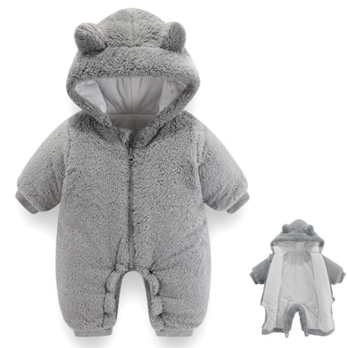 AiWMGL Newborn Baby Bear Outfit Suit Girls Boys Fleece Jumpsuit Romper Hooded Winter Snowsuit Clothes