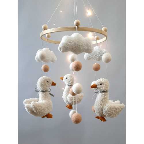 Baby mobile, mobile goose, goose, mobile in the crib, gift for a newborn, toy in the crib, toy goose in the crib, three geese, boho mobile.