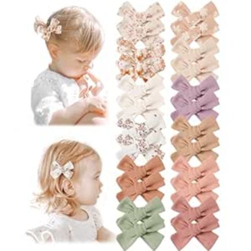 Amazon.com: Niceye Baby Hair Clips - 24 Pcs Fully Lined Hair Bow Clips for Fine Hair Cotton Tiny Hair Barrettes for Infants, Toddlers, and Little Girls : Baby
