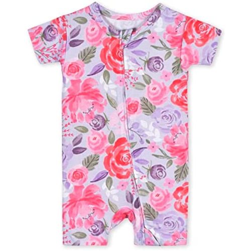 Gerber Baby Buttery-Soft Short Sleeve Romper with Viscose Made with Eucalyptus