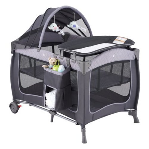 Pamo Babe Unisex Portable Baby Play Yard Include Wheels, Canopy, Changing Table for Newborn(Grey)
